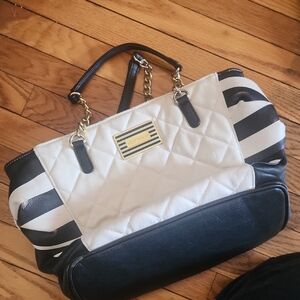 Stylish Black and White Quilted Handbag